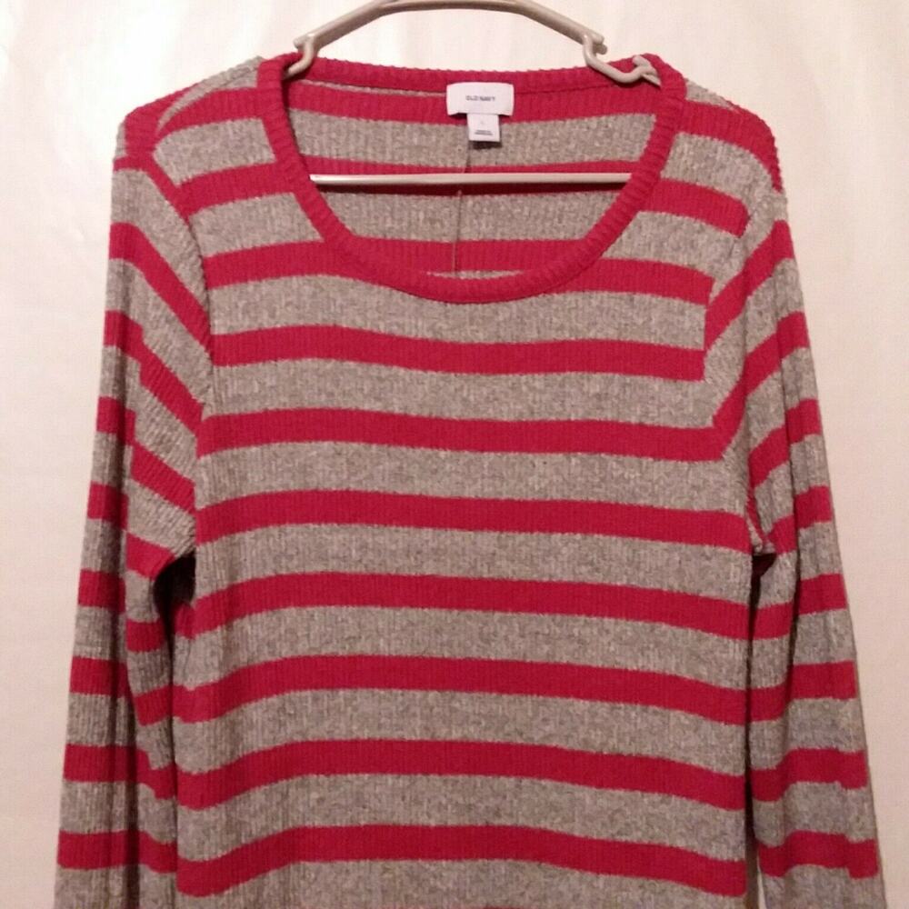 Gray‎ & Pink Striped Old Navy Sweater L